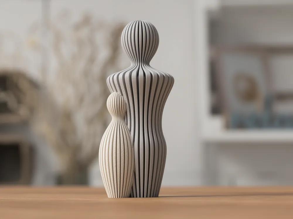 Vatertags Figur | Moderne Skulptur Muttertag | 3D Druck Familienfigur | Geschenk zur Geburt | Minimalistische Deko aus PLA, Kunststoff – 3D-Druck von G3DprintsDE