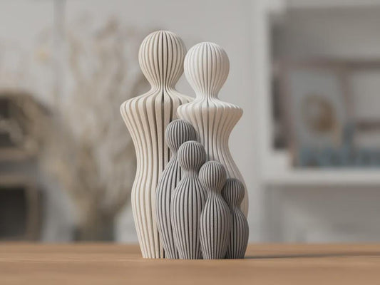 Moderne Familienskulptur | 3D gedruckte Familienfigur | Minimalistische Deko mit Kind | Geschenk Eltern & Familie | 20+ Farben