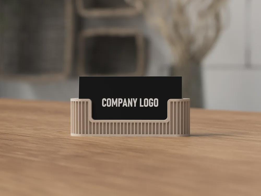 Business Card Holder 3D gedruckt moderner Visitenkartenhalter Japandi oder Strukturiert 92 mm Kartenformat aus PLA, Kunststoff – 3D-Druck von G3DprintsDE