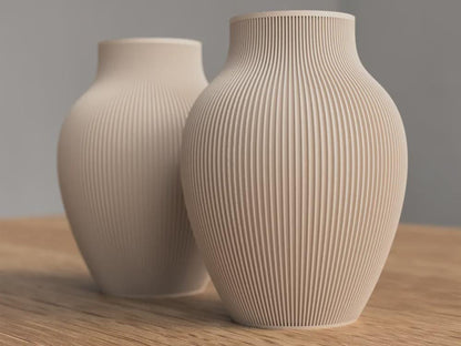 Tayo Japandi Vase 3D gedruckt – Minimalistische Rippenvase, skandinavisch-modern, ideal für Deko & Trockenblumen, in PLA Farben aus pla, kunststoff, ecoPLA – 3D-Druck von G3DprintsDE