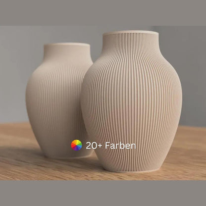 Tayo Japandi Vase 3D gedruckt – Minimalistische Rippenvase, skandinavisch-modern, ideal für Deko & Trockenblumen, in PLA Farben aus pla, kunststoff, ecoPLA – 3D-Druck von G3DprintsDE