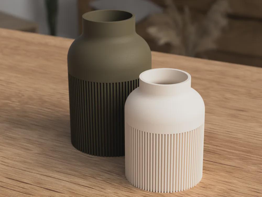 Hiku Japandi Vases 3D gedruckt - skandinavisch-japanisches Design, zwei Größen (220 mm und 160 mm), gerippt & stilvoll aus PLa, Kunststoff – 3D-Druck von G3DprintsDE