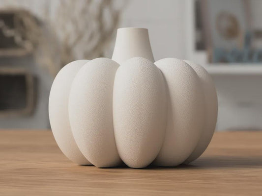 Pumpkin Vase 3D gedruckt – modernes Kürbis-Design, integrierte Supports, fuzzy-mode Finish – stilvolle Herbstdekoration aus pla, kunststoff, ecoPLA – 3D-Druck von G3DprintsDE