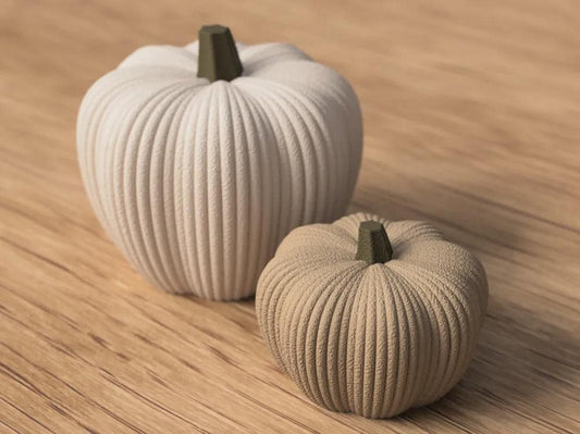 Minimalistische 3D-gedruckte Kürbis-Deko – Moderne Herbstdeko im Japandi-Stil, strukturierte Skulptur, 2 Größen, PLA, Handmade