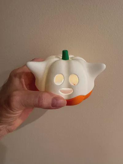 Ghost Pumpkin Halloween Deko | 3D-gedruckter Geist in Kürbis-Form | Leuchtendes Teelicht Ornament | Herbst Geschenk aus – 3D-Druck von G3DprintsDE