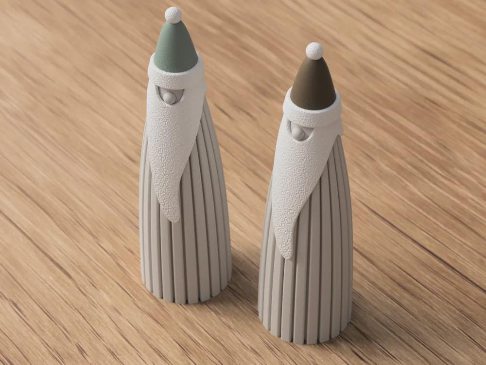 Moderner Weihnachtsmann aus 3D-Druck – Skandinavische Dekofigur mit LED-Teelicht, Festliche Weihnachtsdeko aus PLA, Kunststoff – 3D-Druck von G3DprintsDE