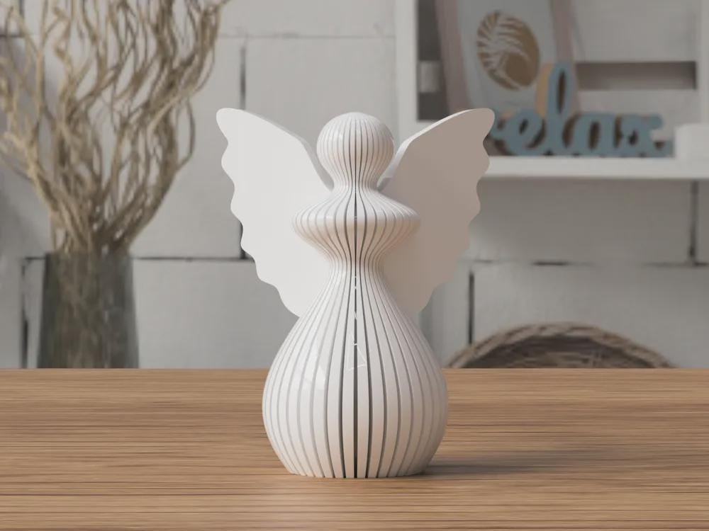 Hängender Weihnachtsengel Deko | 3D-gedruckter Engel Ornament | Baum-Anhänger Weihnachten Geschenkidee aus PLa, Kunststoff – 3D-Druck von G3DprintsDE