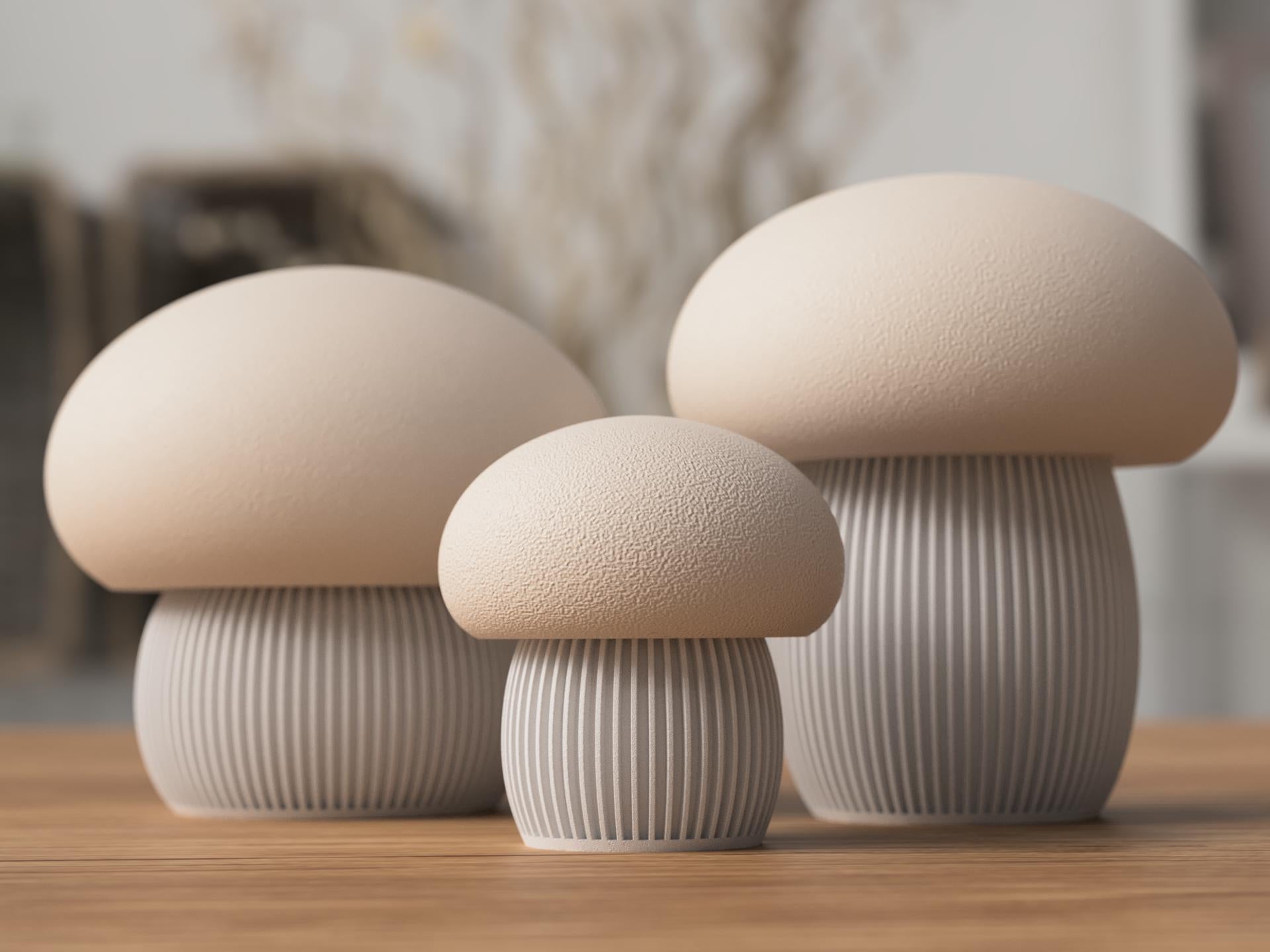 Japandi Mushroom Dekoration Behälter – Pilz Dose mit Schraubdeckel, minimalistisches Home Decor, Skandi Japanisch Stil aus PLA, Kunststoff – 3D-Druck von G3DprintsDE