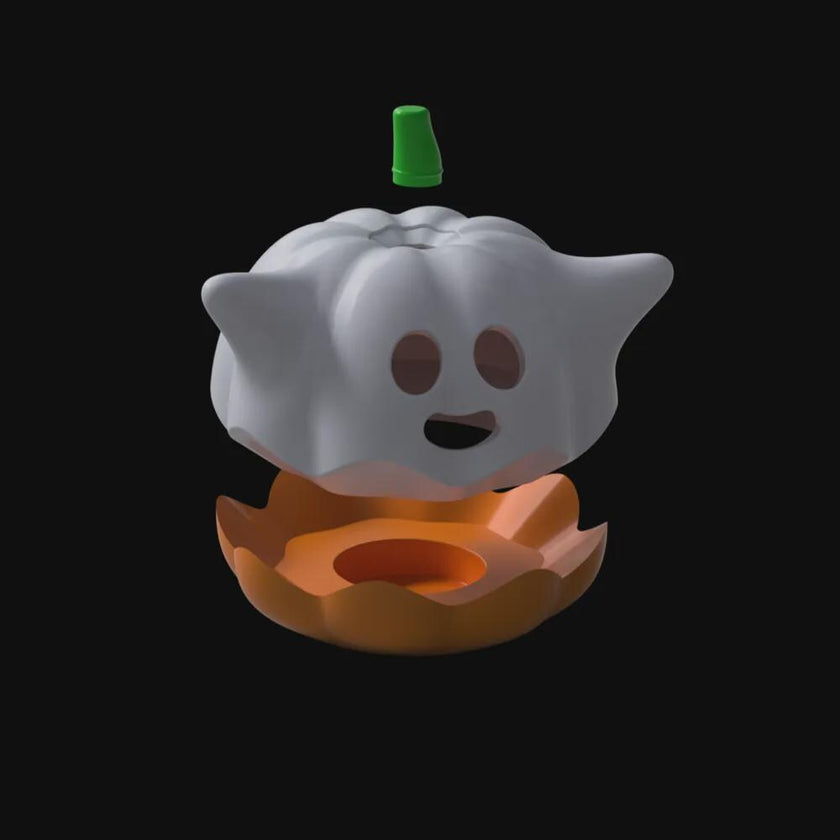 Ghost Pumpkin Halloween Deko | 3D-gedruckter Geist in Kürbis-Form | Leuchtendes Teelicht Ornament | Herbst Geschenk aus – 3D-Druck von G3DprintsDE