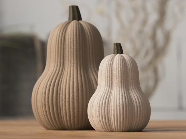 Butternut Kürbis Deko – 3D-gedruckte Herbstdekoration, minimalistische Kürbisskulptur, skandinavische Herbstdeko aus PLa, Kunststoff – 3D-Druck von G3DprintsDE