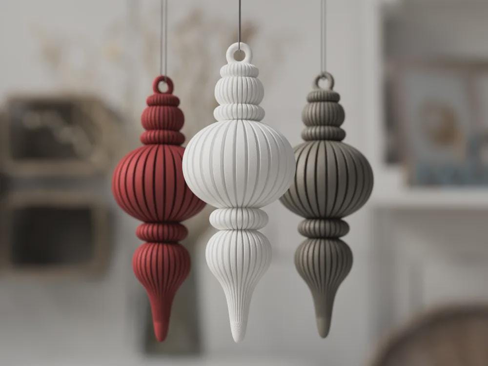 Weihnachtskugel Ornament 3D-gedruckt | Moderne Christbaumdeko | Christmas Bauble Baumschmuck Geschenkidee aus PLa, Kunststoff – 3D-Druck von G3DprintsDE