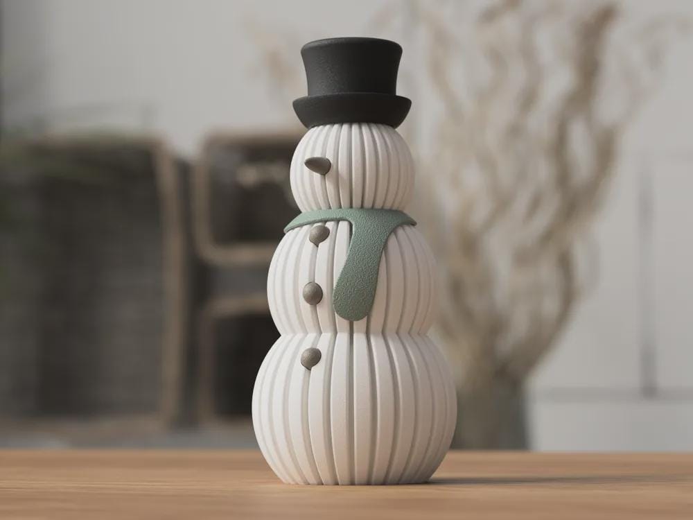 Weihnachts Schneemann Deko | 3D gedruckter Schneemann Teelicht-Halter | Weihnachtliche Glühbirnen Geschenkidee | Nordic Christmas Decor aus PLa, Kunststoff – 3D-Druck von G3DprintsDE