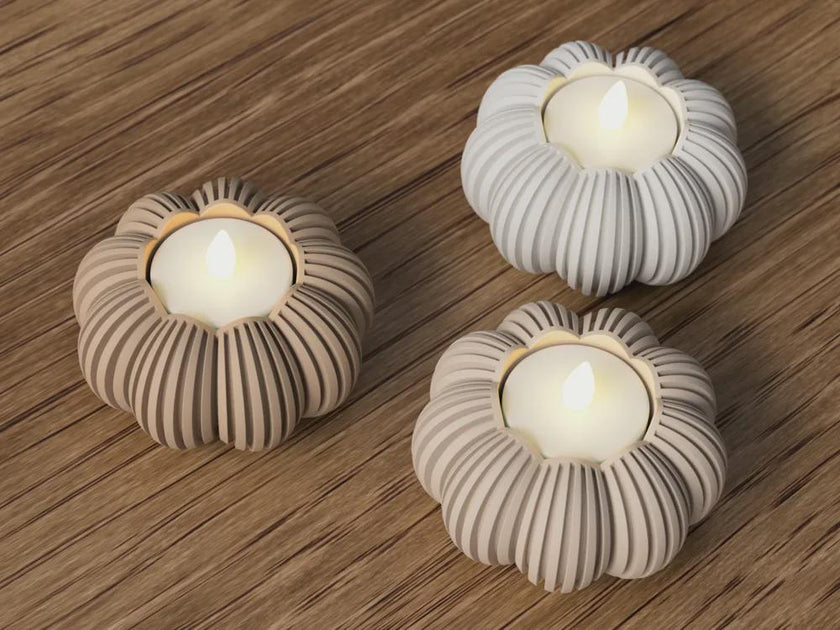 Pumpkin Tealight Holder – LED-Teelicht Halter Kürbis, Halloween Deko, 3D gedruckt, Japandi Stil, Geschenk für Herbst aus PLA, Kunststoff – 3D-Druck von G3DprintsDE