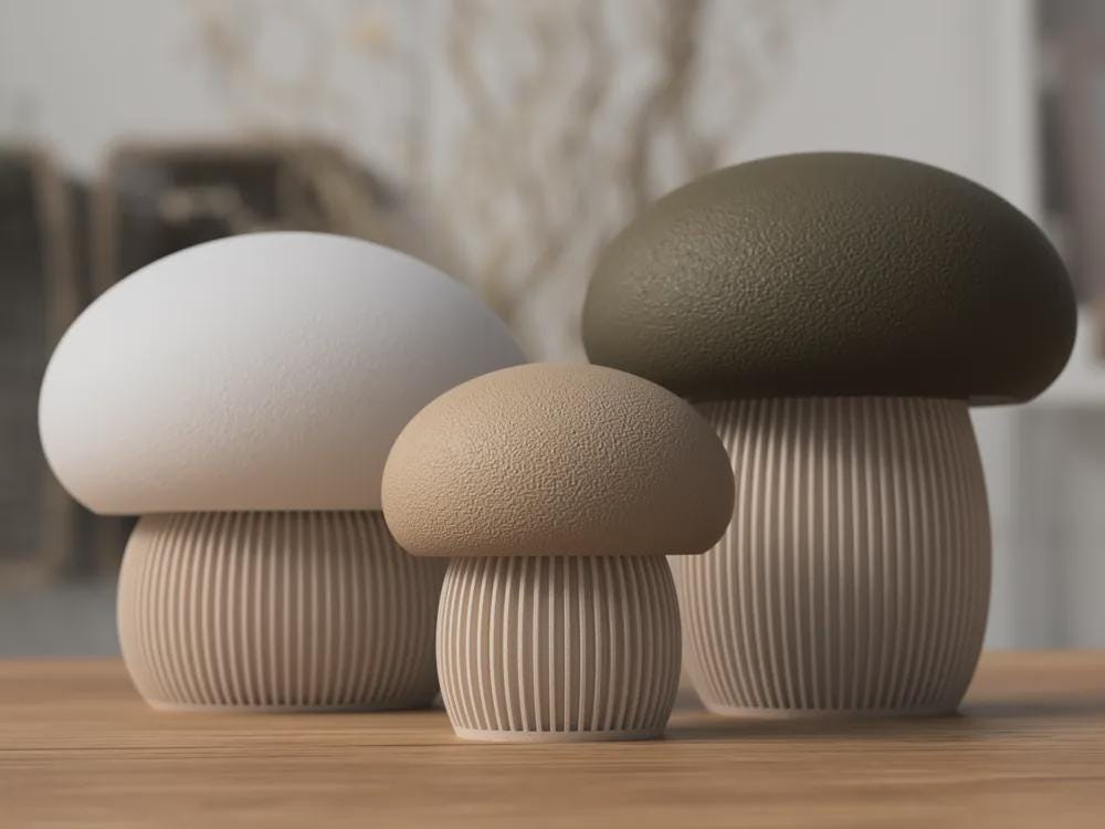 Japandi Mushroom Dekoration Behälter – Pilz Dose mit Schraubdeckel, minimalistisches Home Decor, Skandi Japanisch Stil aus PLA, Kunststoff – 3D-Druck von G3DprintsDE