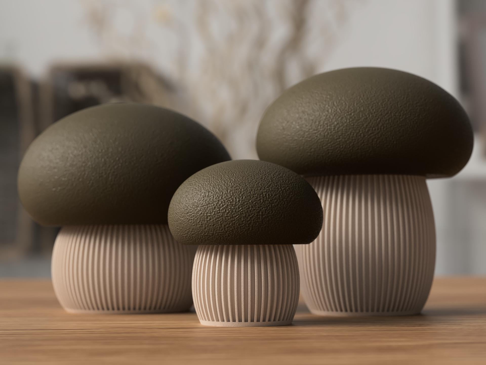 Japandi Mushroom Dekoration Behälter – Pilz Dose mit Schraubdeckel, minimalistisches Home Decor, Skandi Japanisch Stil aus PLA, Kunststoff – 3D-Druck von G3DprintsDE