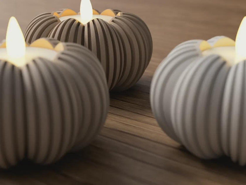 Pumpkin Tealight Holder – LED-Teelicht Halter Kürbis, Halloween Deko, 3D gedruckt, Japandi Stil, Geschenk für Herbst aus PLA, Kunststoff – 3D-Druck von G3DprintsDE