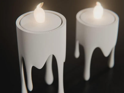 Schwebender Tropfenkerzen-LED-Teelichthalter 3D-Druck | Floating Drip Candle Tealight Holder | Wohnaccessoire Geschenkidee