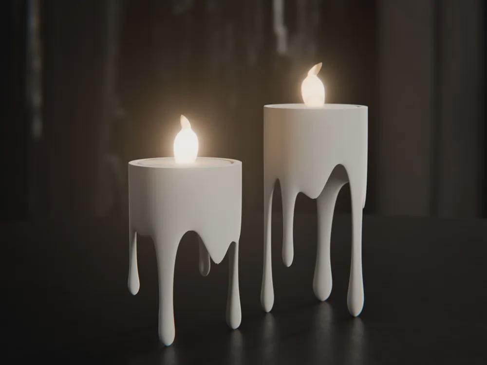 Schwebender Tropfenkerzen-LED-Teelichthalter 3D-Druck | Floating Drip Candle Tealight Holder | Wohnaccessoire Geschenkidee