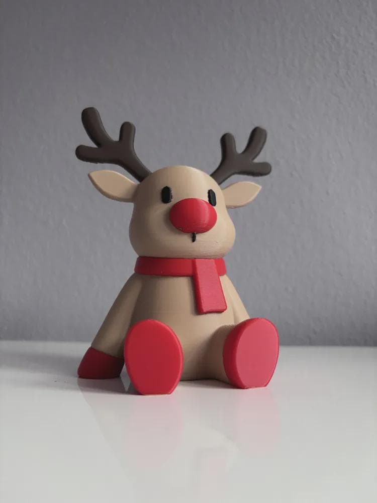 Rudolph Weihnachtsfigur - 3D gedruckt – Minimalistische Hirsch Deko – Skandi & Japandi Xmas Dekoration – Christmas Deer – Moderne Winterdeko aus PLA, Kunststoff – 3D-Druck von G3DprintsDE