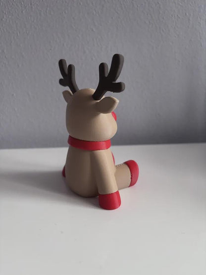 Rudolph Weihnachtsfigur - 3D gedruckt – Minimalistische Hirsch Deko – Skandi & Japandi Xmas Dekoration – Christmas Deer – Moderne Winterdeko aus PLA, Kunststoff – 3D-Druck von G3DprintsDE