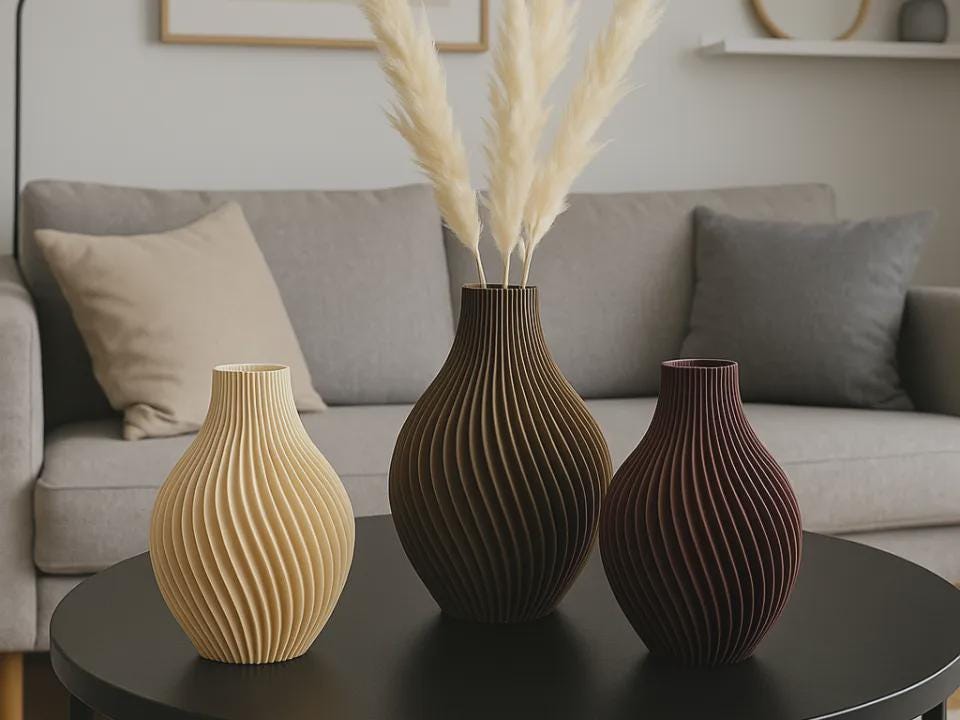 3D gedruckte Felicia Vase – Moderne TrockenBlumenVase – Skandi & Japandi Wohn Deko – BotanyChic Design – Minimalistische Vase, 5 Größen aus PLa, Kunststoff – 3D-Druck von G3DprintsDE