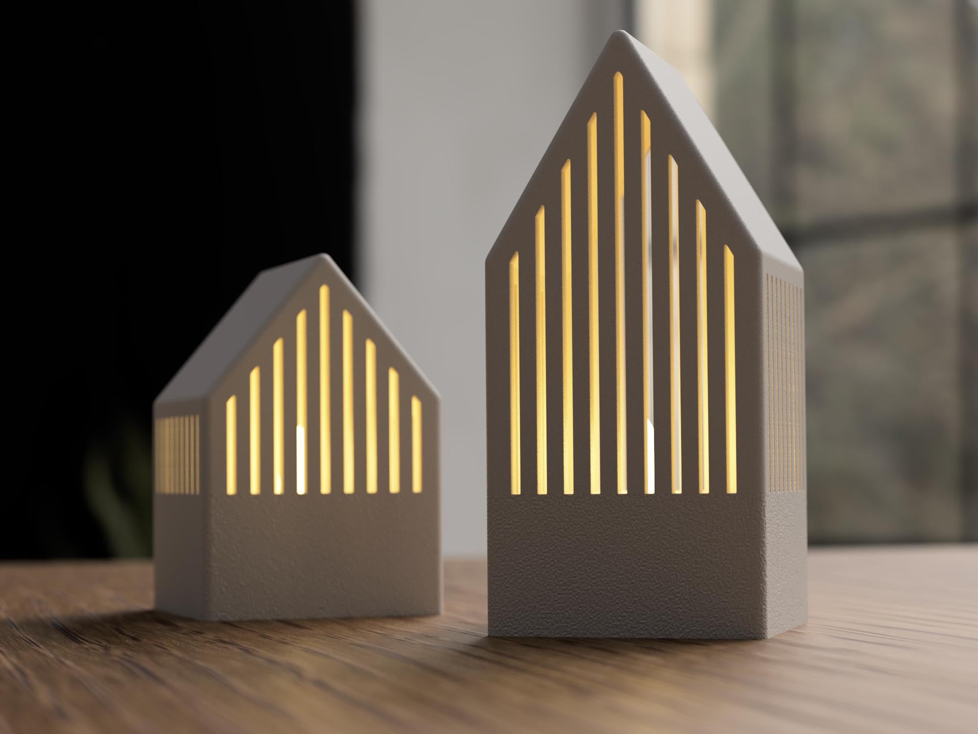 Japandi LED Teelichthaus • 3D-gedruckte Dekoration • Skandi Stil • Minimalistische Weihnachtsdeko • Geschenkidee aus PLA, Kunststoff, Plastik, Nachhaltig – 3D-Druck von G3DprintsDE