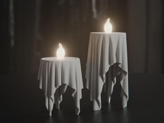 Schwebender Stoff-Kerzen-LED-Teelichthalter | Floating Cloth Candle Tealight Holder | 95 mm & 65 mm Größen
