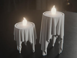 Schwebender Stoff-Kerzen-LED-Teelichthalter | Floating Cloth Candle Tealight Holder | 95 mm & 65 mm Größen