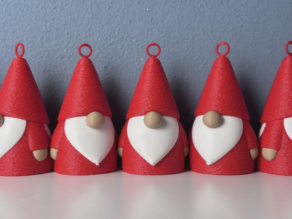 Minimalistische 3D-gedruckte Weihnachtsgnom – Skandi/Scandi Weihnachtsdeko – 2 Größen wählbar aus PLA, Kunststoff – 3D-Druck von G3DprintsDE