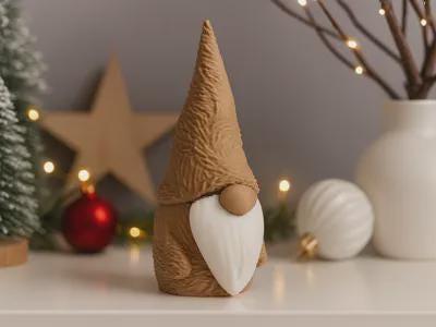 3D gedruckter Weihnachtsgnom – Minimalistische Weihnachtsfigur – Skandi & Japandi Deko – Christmas Gnome with Hairs – Moderne Winterdeko aus PLA, Kunststoff – 3D-Druck von G3DprintsDE