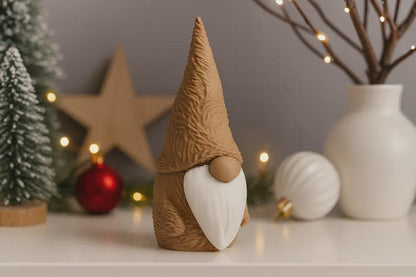 3D gedruckter Weihnachtsgnom – Minimalistische Weihnachtsfigur – Skandi & Japandi Deko – Christmas Gnome with Hairs – Moderne Winterdeko aus PLA, Kunststoff – 3D-Druck von G3DprintsDE