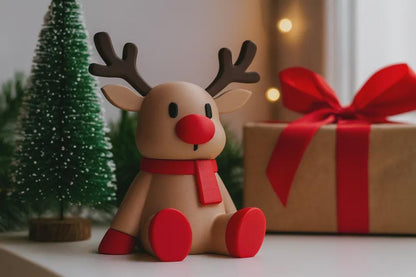 Rudolph Weihnachtsfigur - 3D gedruckt – Minimalistische Hirsch Deko – Skandi & Japandi Xmas Dekoration – Christmas Deer – Moderne Winterdeko aus PLA, Kunststoff – 3D-Druck von G3DprintsDE