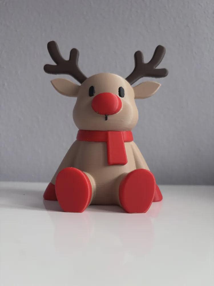 Rudolph Weihnachtsfigur - 3D gedruckt – Minimalistische Hirsch Deko – Skandi & Japandi Xmas Dekoration – Christmas Deer – Moderne Winterdeko aus PLA, Kunststoff – 3D-Druck von G3DprintsDE