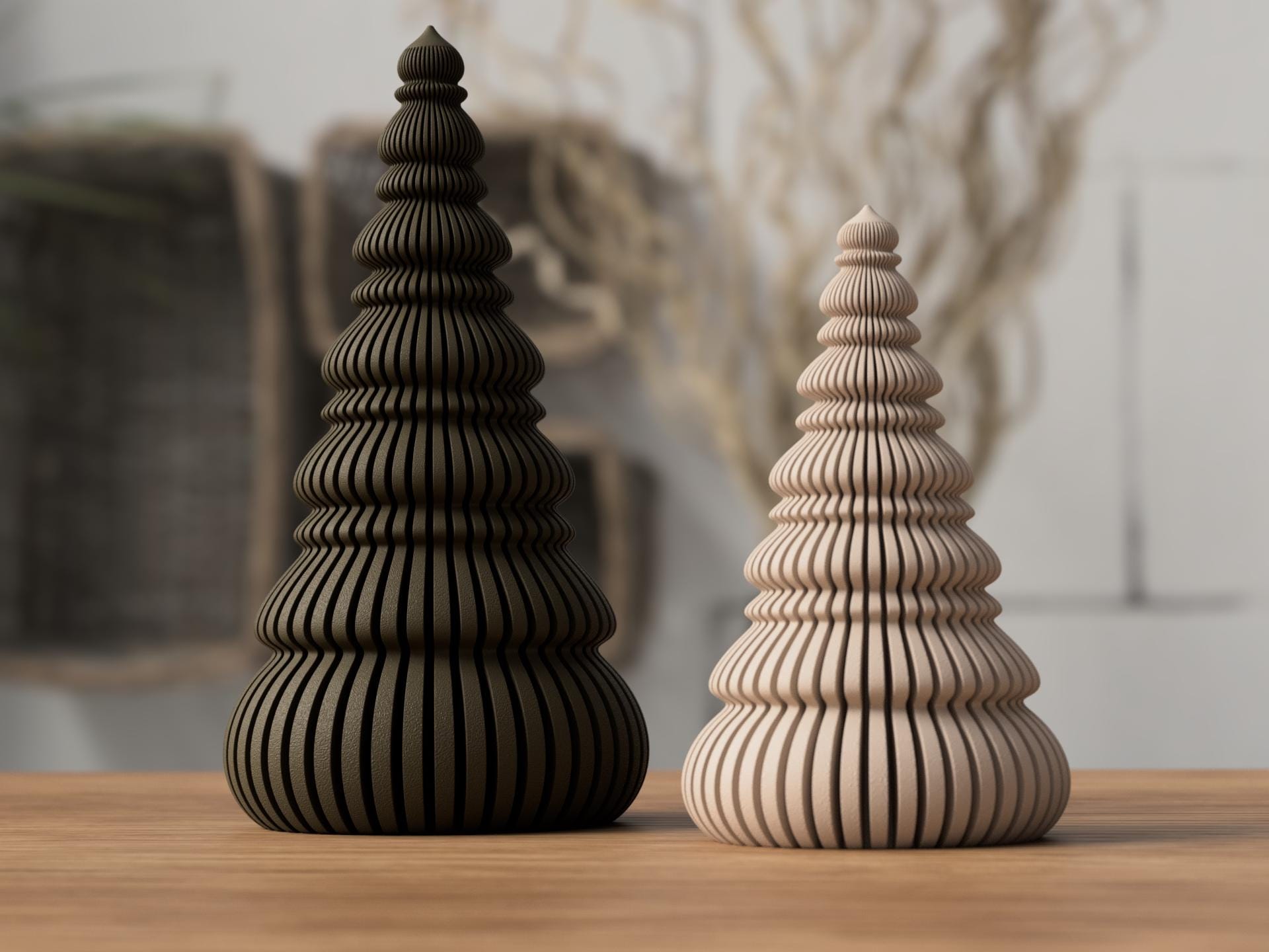 Nordische Weihnachtsbäume – Skandinavische Weihnachtsdeko | 2 Größen, dünn & massiv Varianten aus PLA, Kunststoff, Plastik, Nachhaltig – 3D-Druck von G3DprintsDE