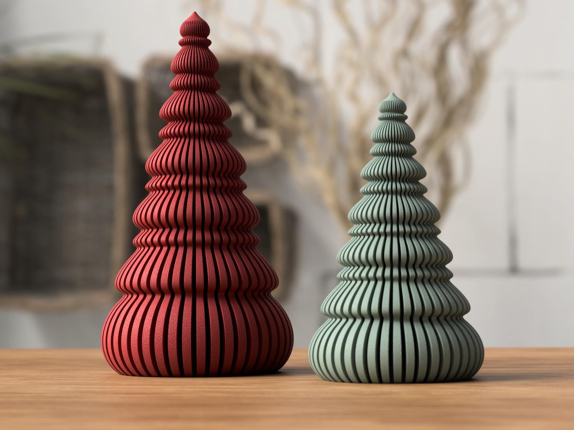 Nordische Weihnachtsbäume – Skandinavische Weihnachtsdeko | 2 Größen, dünn & massiv Varianten aus PLA, Kunststoff, Plastik, Nachhaltig – 3D-Druck von G3DprintsDE