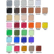 a grid of 24 different paint color swatches, each with a unique color and description.