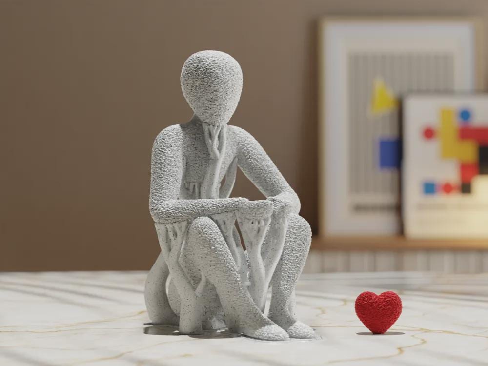 Nobody Loves Embrace Skulptur – 15cm hohe minimalistische 3D-Druck Figur, PLA Design Deko aus PLA, Kunststoff, ABS, Plastik – 3D-Druck von G3DprintsDE
