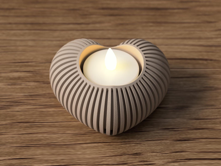 Herz-Teelichthalter – 3D-gedruckter Kerzenhalter in Herzform, romantische Deko, Geschenkidee für Valentinstag & Zuhause aus PLA, Kunststoff – 3D-Druck von G3DprintsDE