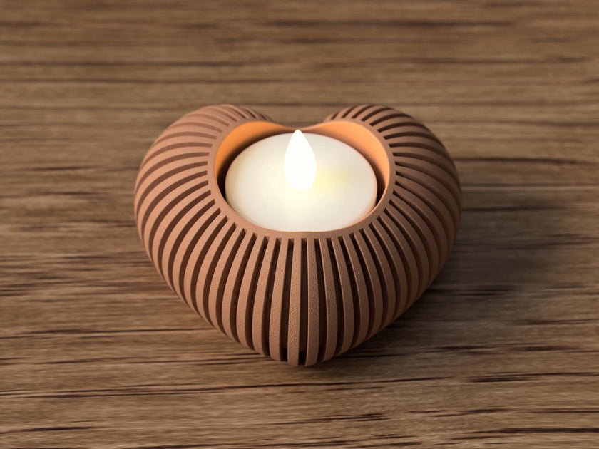 Herz-Teelichthalter – 3D-gedruckter Kerzenhalter in Herzform, romantische Deko, Geschenkidee für Valentinstag & Zuhause aus PLA, Kunststoff – 3D-Druck von G3DprintsDE