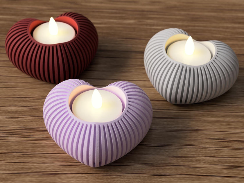 Herz-Teelichthalter – 3D-gedruckter Kerzenhalter in Herzform, romantische Deko, Geschenkidee für Valentinstag & Zuhause aus PLA, Kunststoff – 3D-Druck von G3DprintsDE