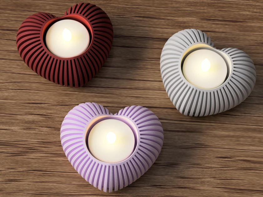Herz-Teelichthalter – 3D-gedruckter Kerzenhalter in Herzform, romantische Deko, Geschenkidee für Valentinstag & Zuhause aus PLA, Kunststoff – 3D-Druck von G3DprintsDE