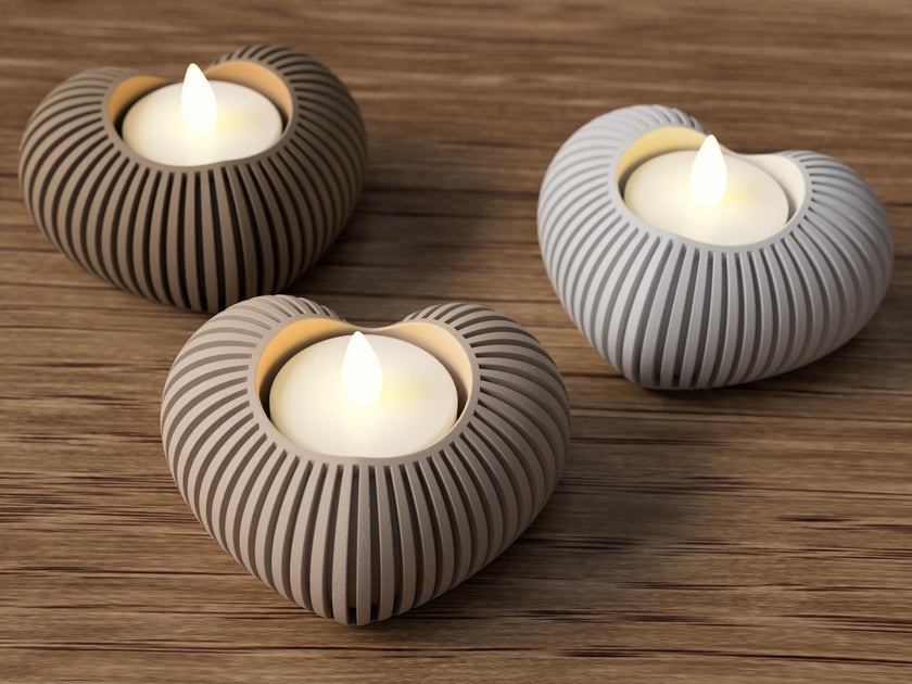 Herz-Teelichthalter – 3D-gedruckter Kerzenhalter in Herzform, romantische Deko, Geschenkidee für Valentinstag & Zuhause aus PLA, Kunststoff – 3D-Druck von G3DprintsDE